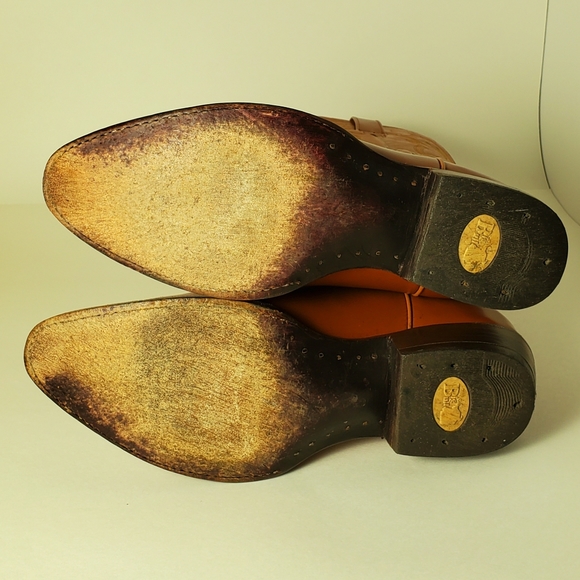 Big Bull Western Cowboy Boots Men's Reddish Brown and Tan Size 9 D Vintage - Picture 6 of 16